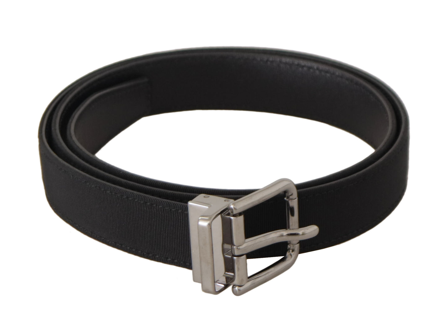  - Elegant Black Leather Belt with Metal Buckle