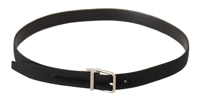  - Elegant Black Canvas and Leather Belt