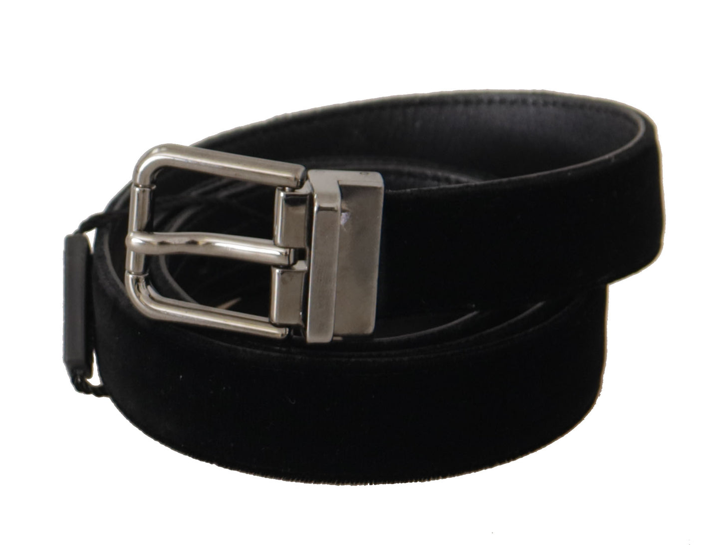  - Elegant Black Cotton-Leather D&G Belt