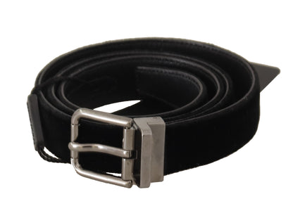  - Elegant Black Cotton-Leather D&G Belt