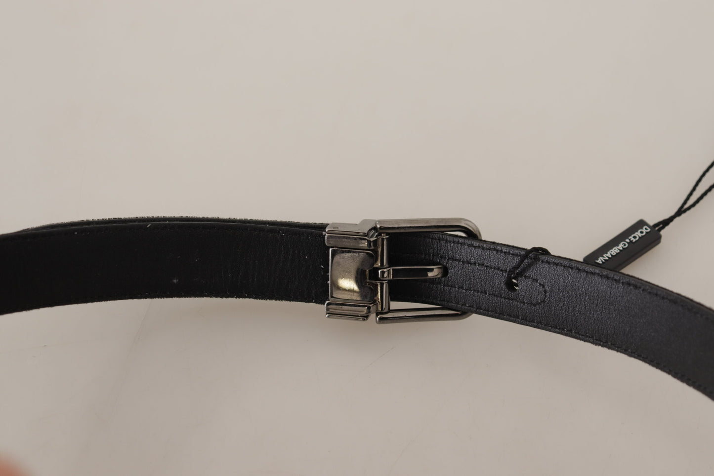  - Elegant Black Cotton-Leather D&G Belt