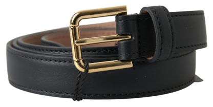  - Elegant Italian Leather Belt with Metal Buckle