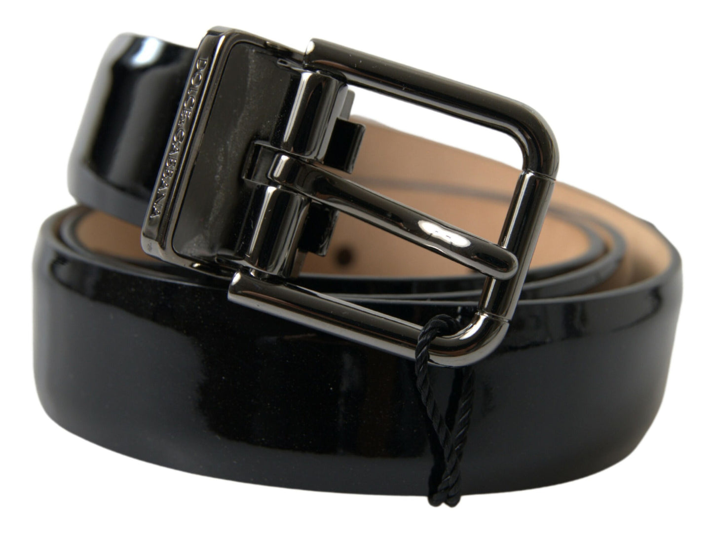  - Elegant Black Leather Belt with Metal Buckle