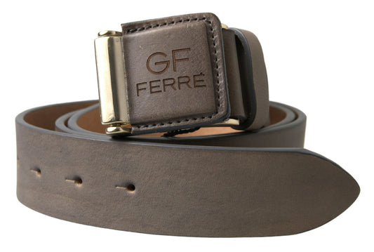  - Elegant Leather Fashion Belt with Engraved Buckle