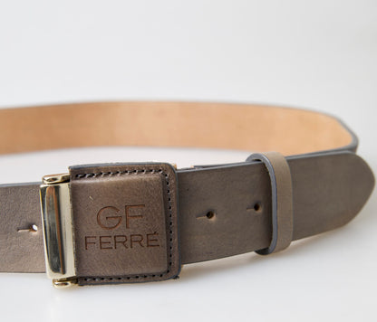  - Elegant Leather Fashion Belt with Engraved Buckle