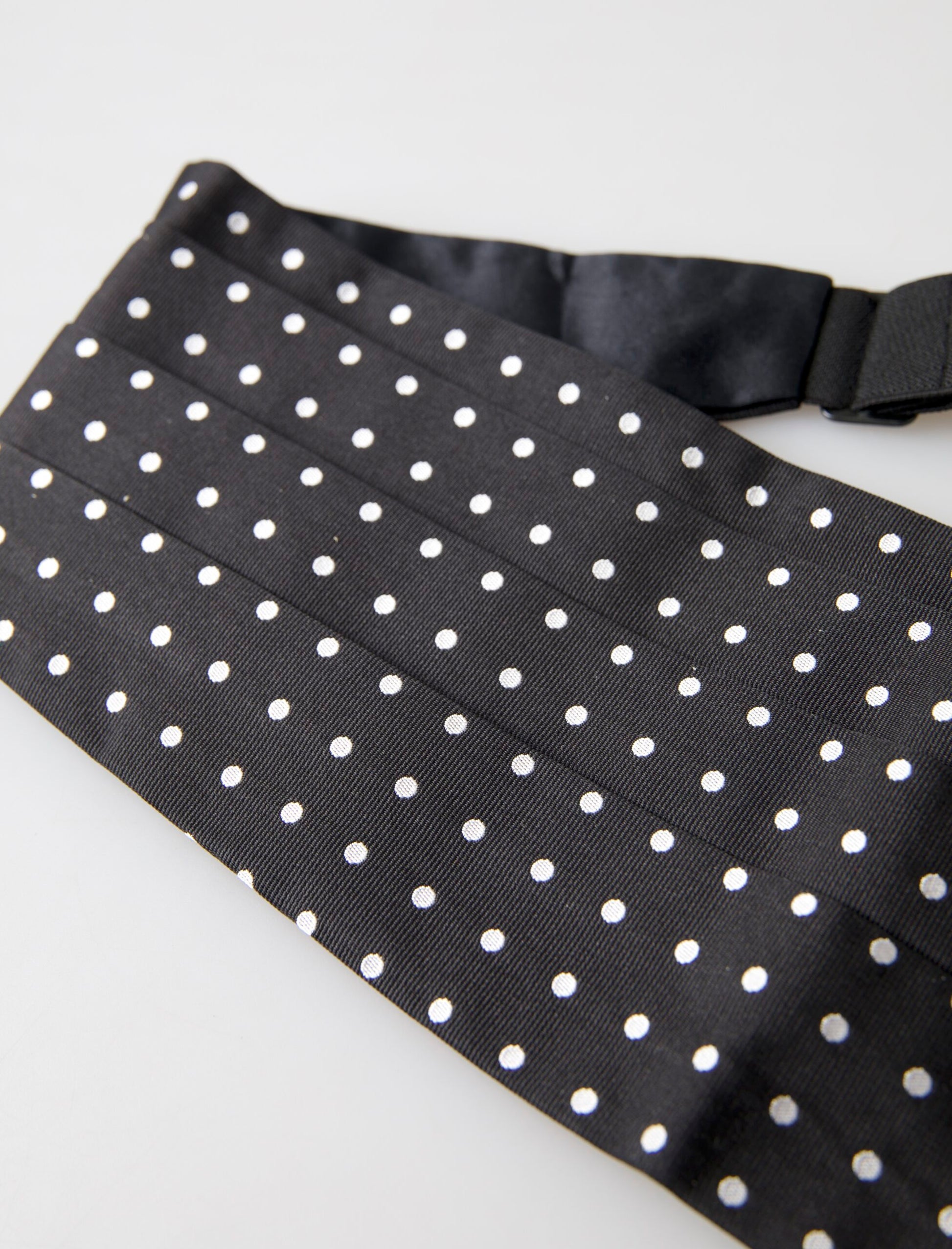 Elegant Silk Black & White Polka Dot Cummerbund by Dolce & Gabbana