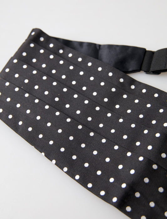 Elegant Silk Black & White Polka Dot Cummerbund by Dolce & Gabbana
