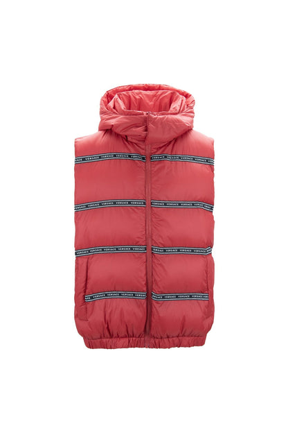  - Elegant Red Versace Logo Vest with Detachable Hood