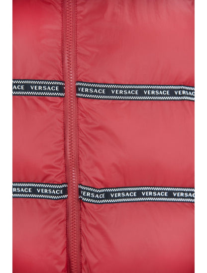  - Elegant Red Versace Logo Vest with Detachable Hood