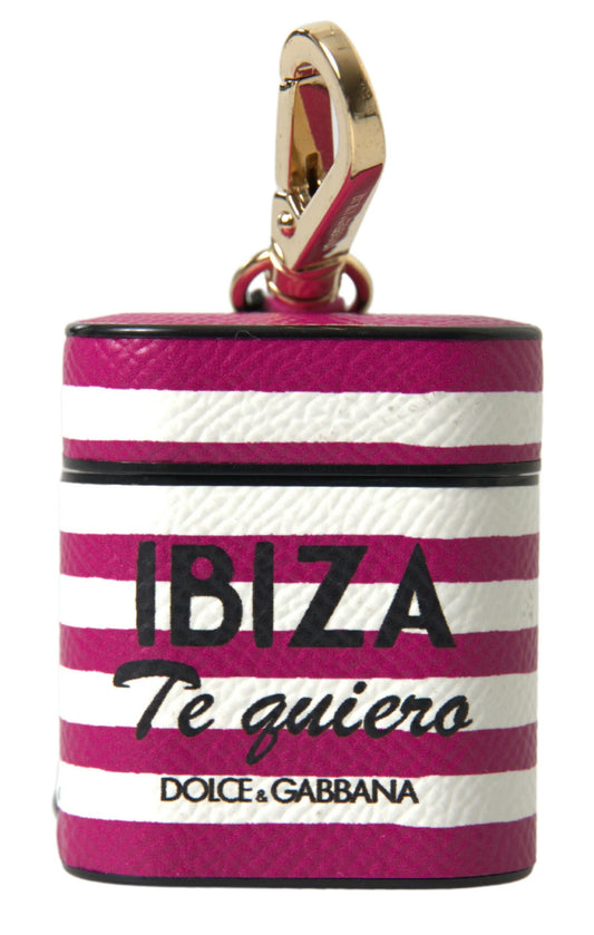 Chic Fuchsia Leather Airpods Case by Dolce & Gabbana