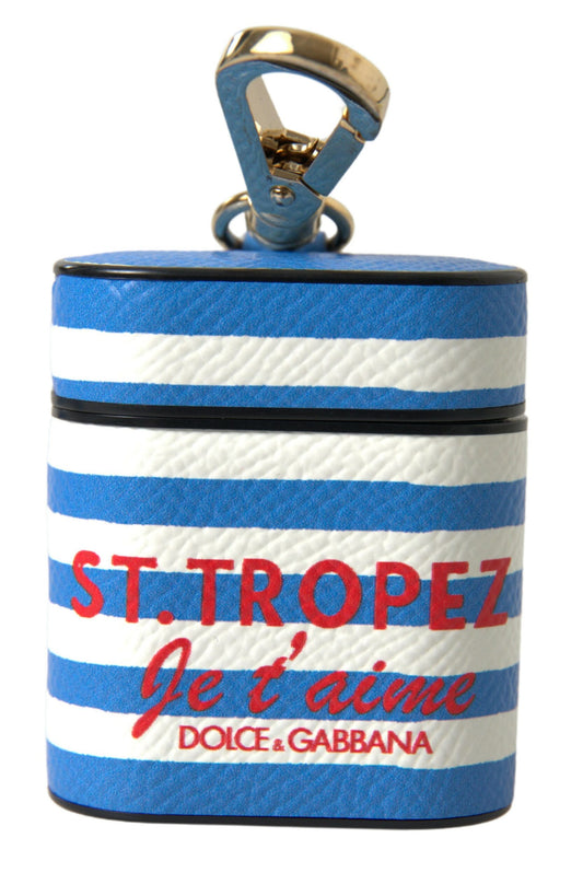 Chic Striped Leather Airpods Case by Dolce & Gabbana