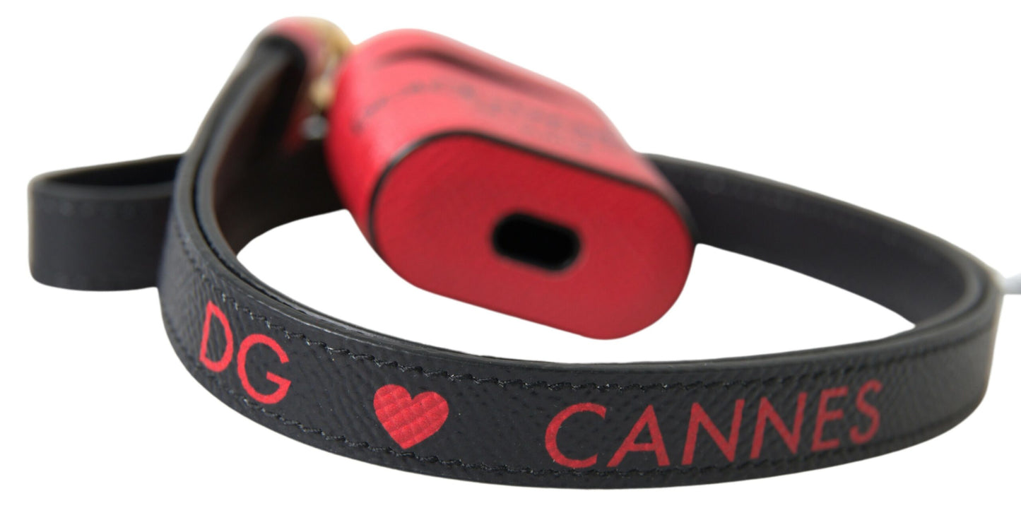 Dolce & Gabbana - Red & Black Leather AirPods Case – Made in Italy