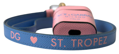 Chic Calf Leather Airpods Case by Dolce & Gabbana in Pink