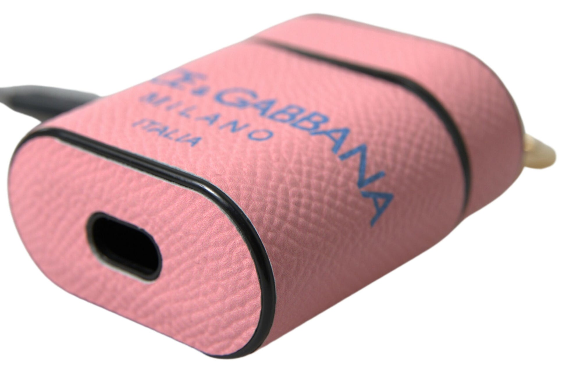 Chic Calf Leather Airpods Case by Dolce & Gabbana in Pink