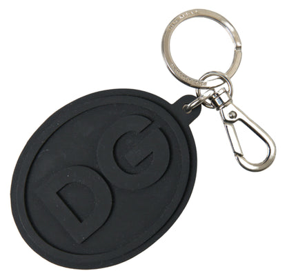  - Elegant Black Rubber and Brass Keychain