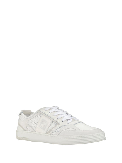  - Elegant Low Top Calfskin Sneakers in White