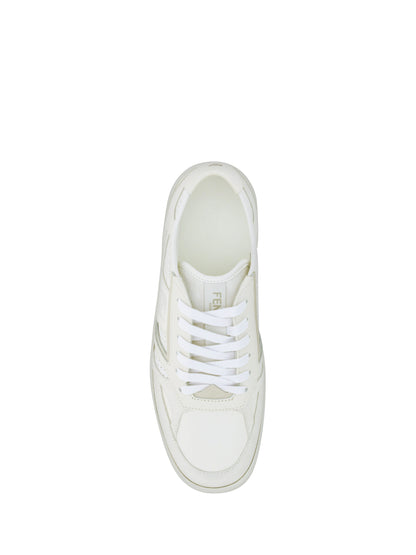  - Elegant Low Top Calfskin Sneakers in White