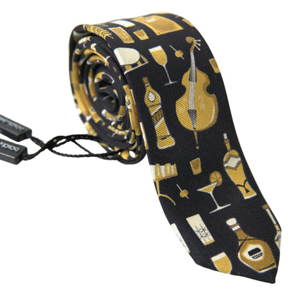 Exclusive Silk Tie with Musical Print