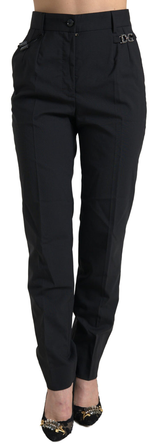 Elegant High-Waist Tapered Wool Pants by Dolce & Gabbana