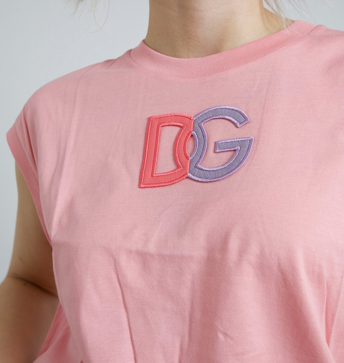 Elegant Pink Cotton Crew Neck Tank Top by Dolce & Gabbana