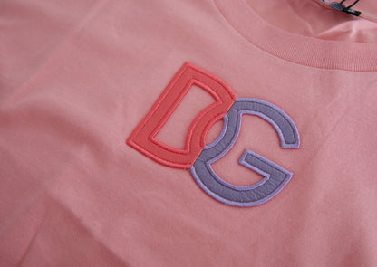 Elegant Pink Cotton Crew Neck Tank Top by Dolce & Gabbana