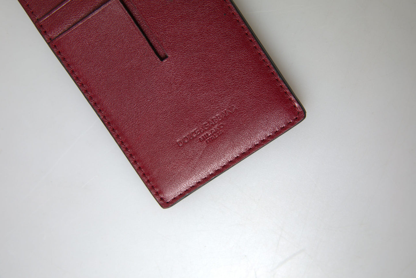  - Elegant Red Leather Cardholder with Lanyard