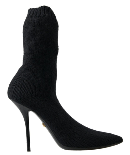  - Elegant Black Viscose Mid-Calf Boots