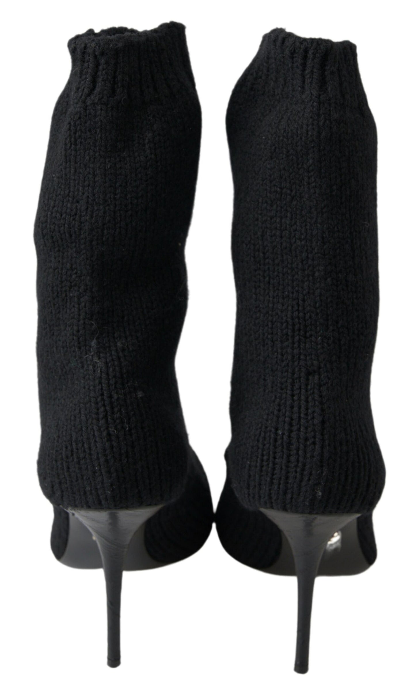  - Elegant Black Viscose Mid-Calf Boots