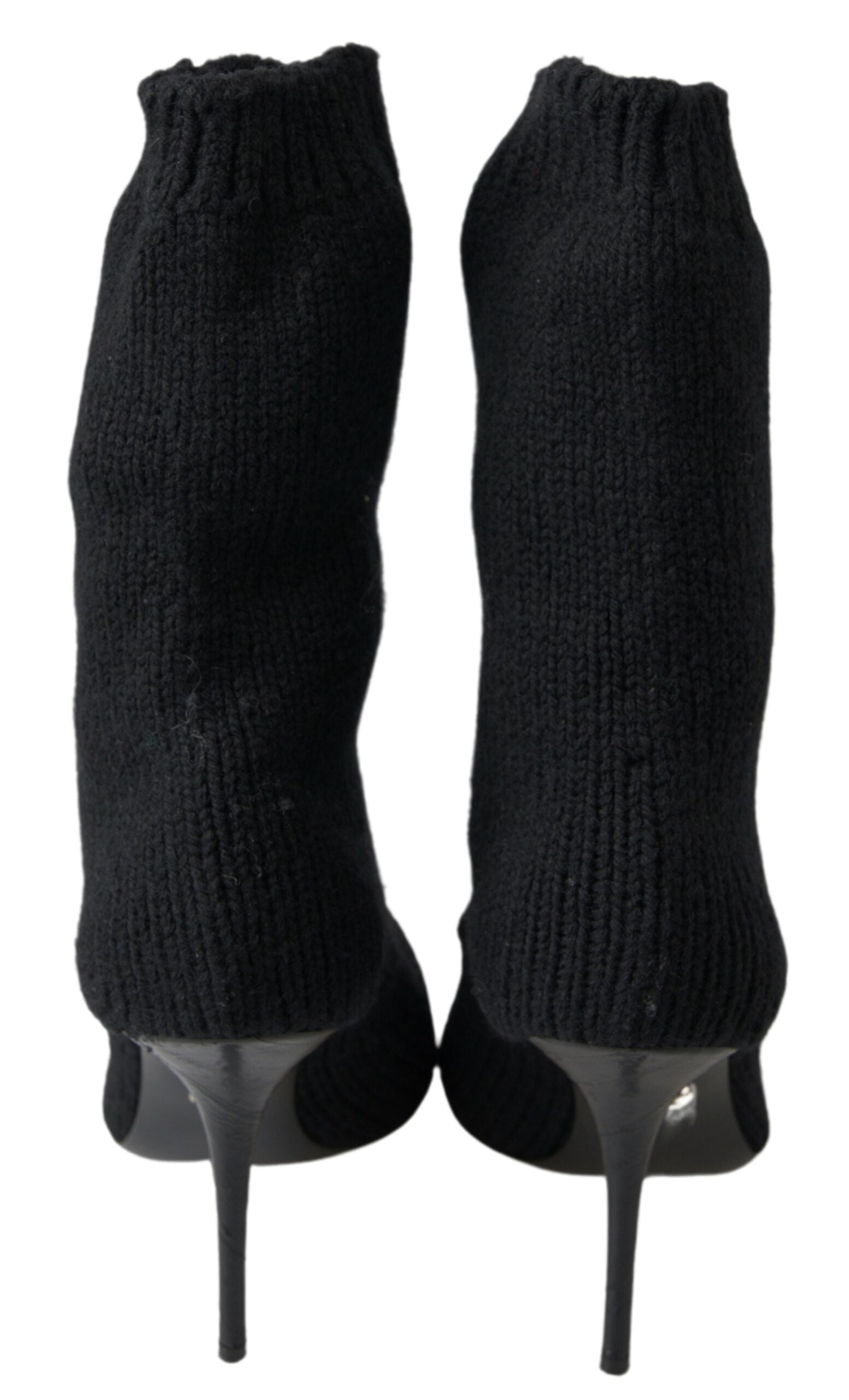 Elegant Black Viscose Mid-Calf Boots