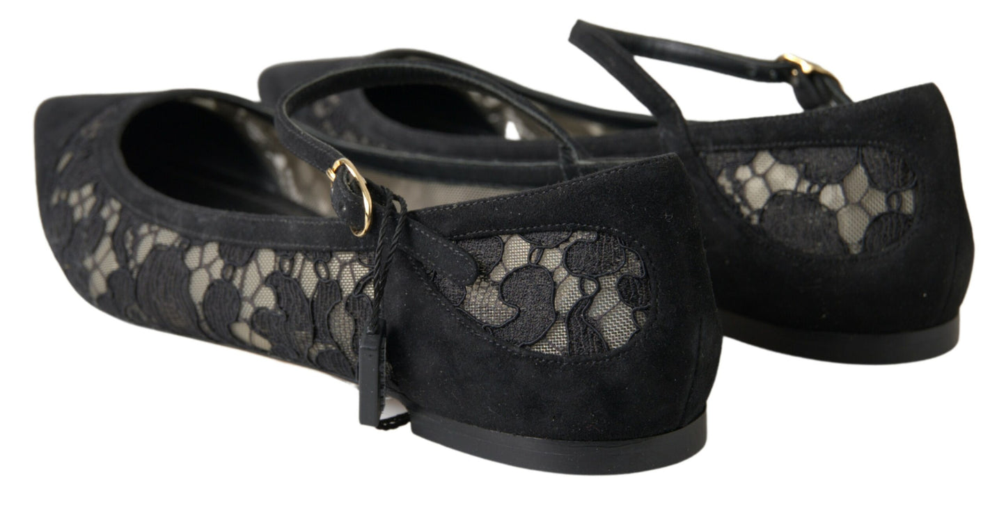  - Elegant Black Lace Flats