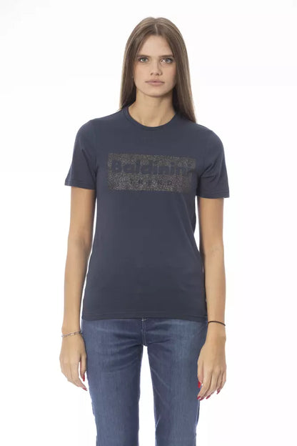  - Blue Cotton Women T-Shirt