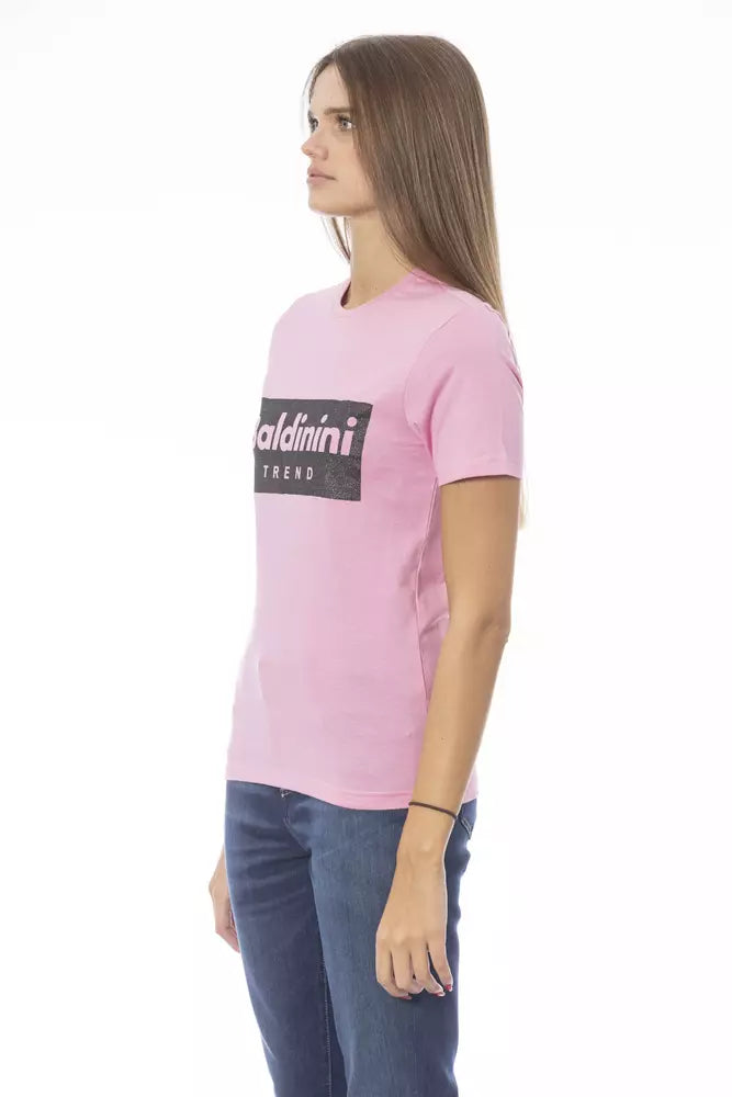 Pink Cotton Women T-Shirt