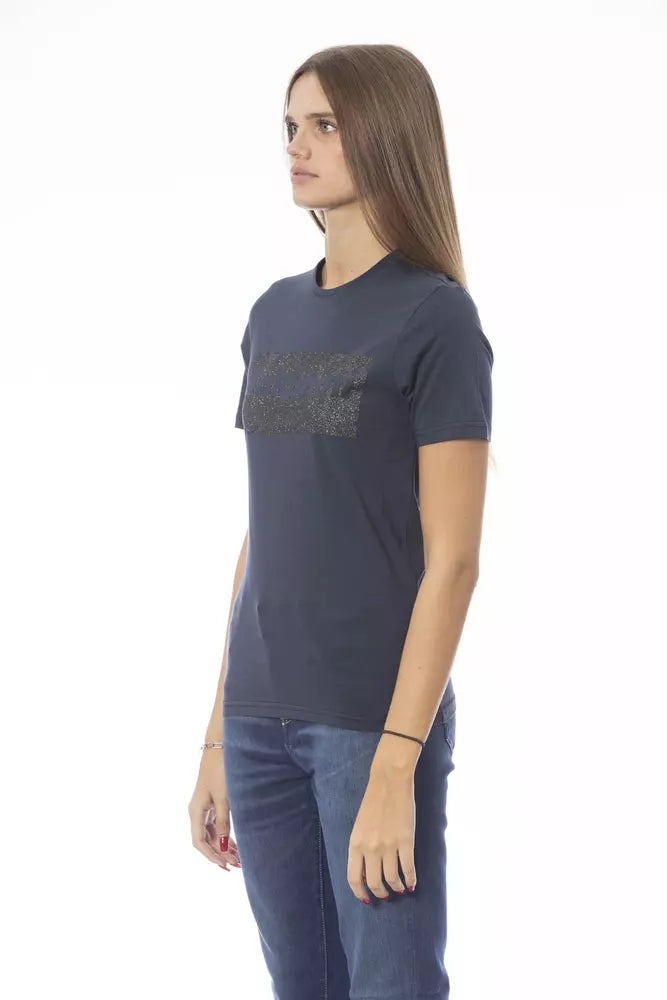  - Blue Cotton Women T-Shirt