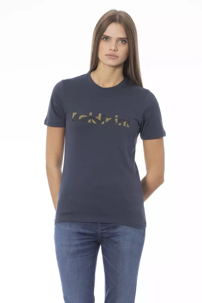  - Blue Cotton Women T-Shirt