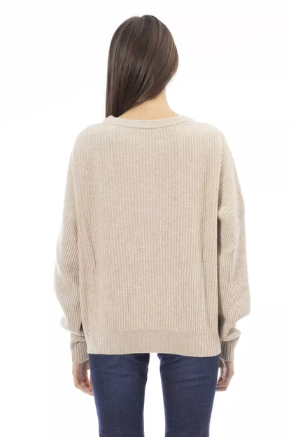  - Beige Wool Women Sweater