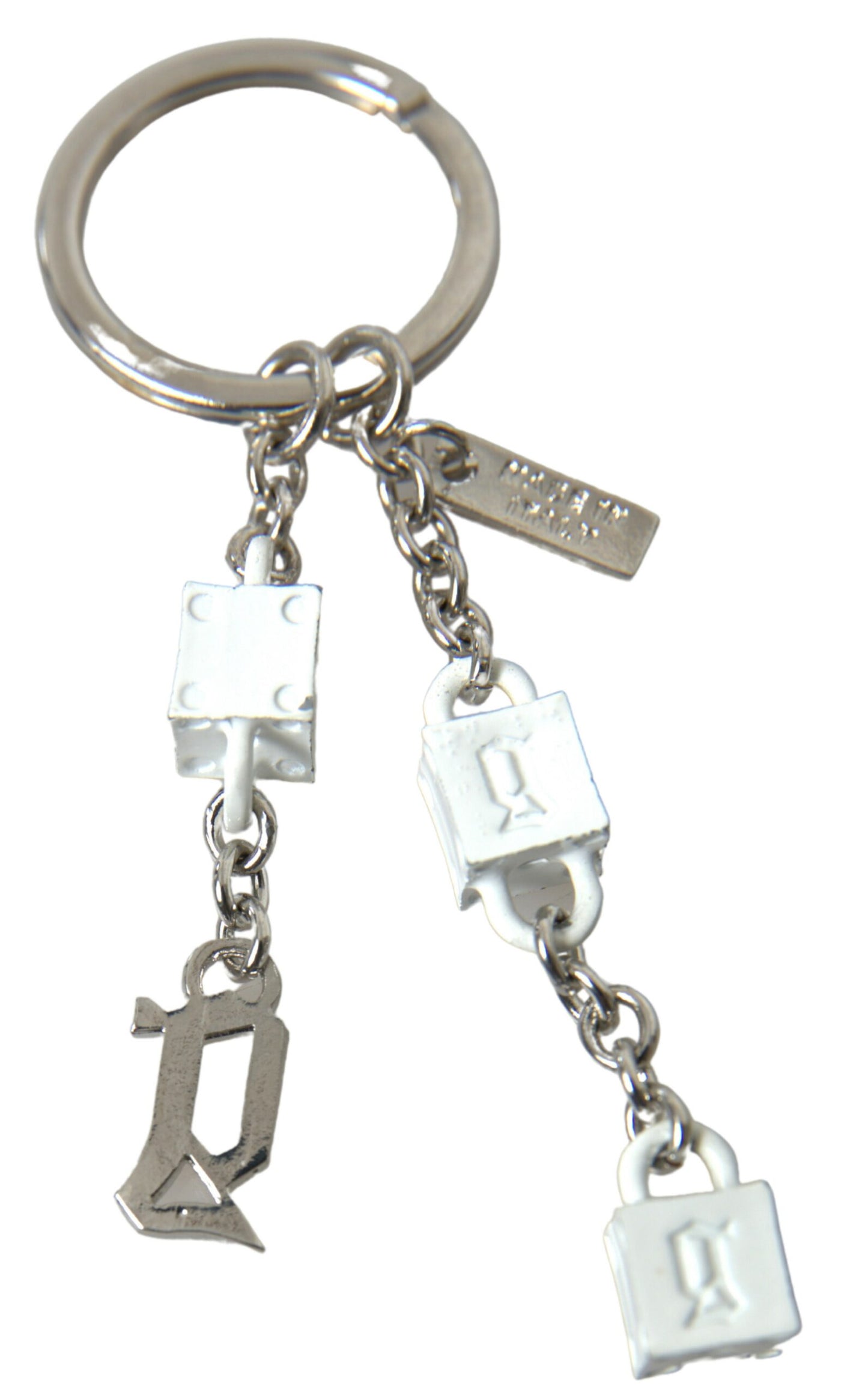  - Silver Brass Logo Charm Keychain