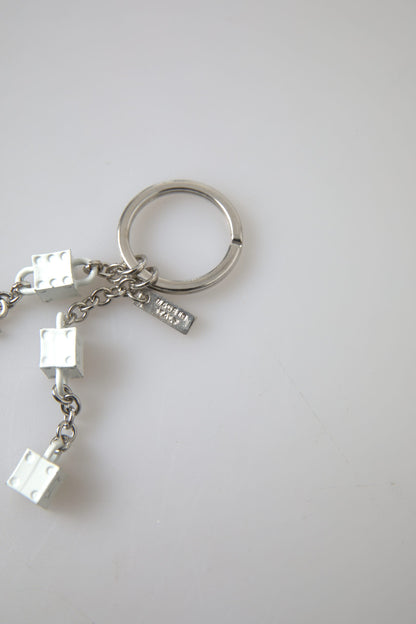  - Silver Brass Logo Charm Keychain