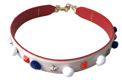  - Stunning White Multicolor Studded Leather Strap