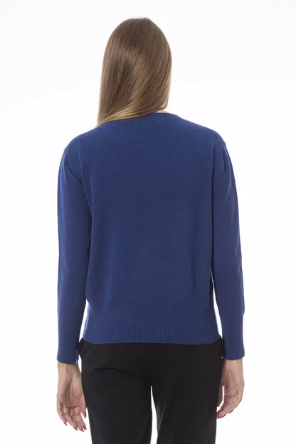  - Blue Wool Women Sweater