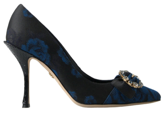  - Elegant Blue Crystal Embellished Pumps