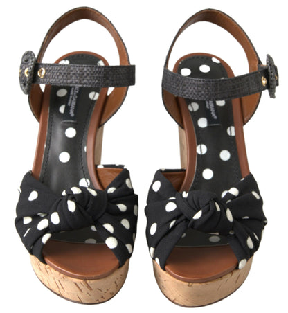  - Chic Polka-Dotted Ankle Strap Wedges