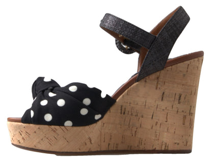  - Chic Polka-Dotted Ankle Strap Wedges