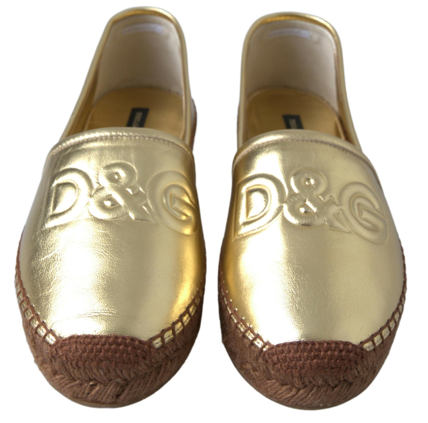  - Golden Elegance Leather Espadrilles