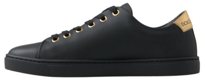  - Black Gold Leather Classic Sneakers