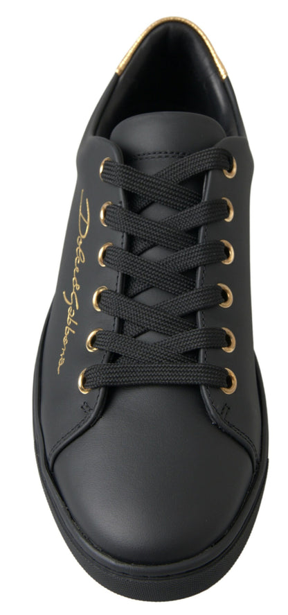  - Black Gold Leather Classic Sneakers