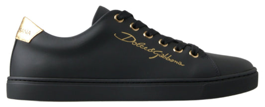  - Black Gold Leather Classic Sneakers