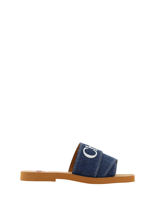  - Sumptuous Cotton Woody Slide Sandals in Denim Blue