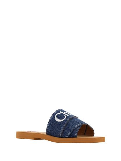  - Sumptuous Cotton Woody Slide Sandals in Denim Blue