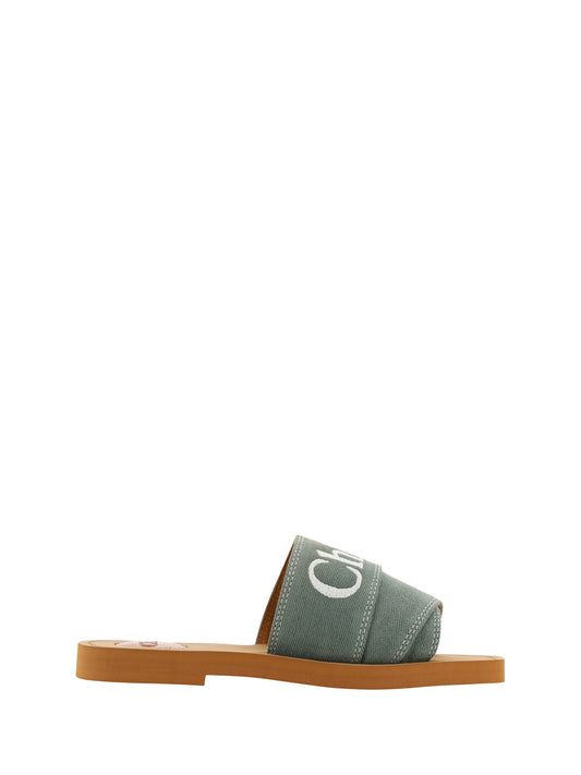  - Elegant Forest Green Cotton Slides