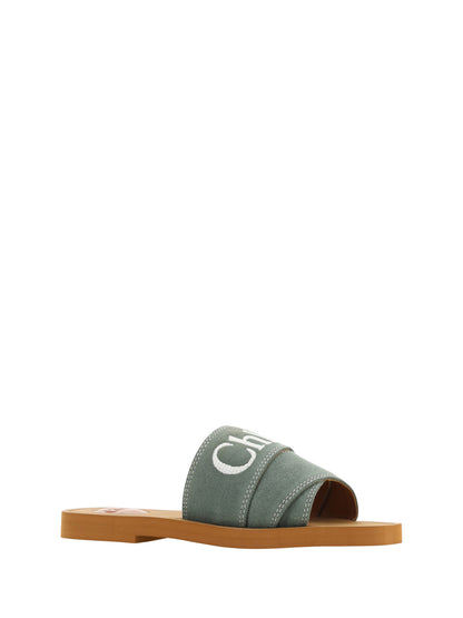  - Elegant Forest Green Cotton Slides